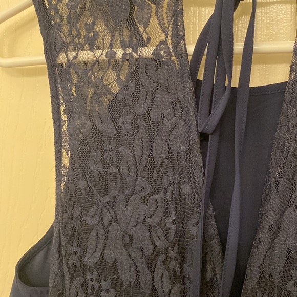 Navy Lace back Hi-Lo Hem Maxi Dress - Picture 6 of 11